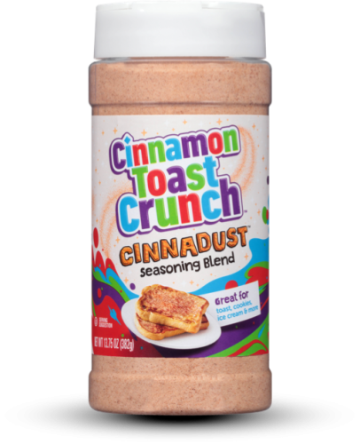 Cinnamon Toast Crunch cinnamon flavoring and more in Cinnadust seasoning for breakfasts and desserts and more!